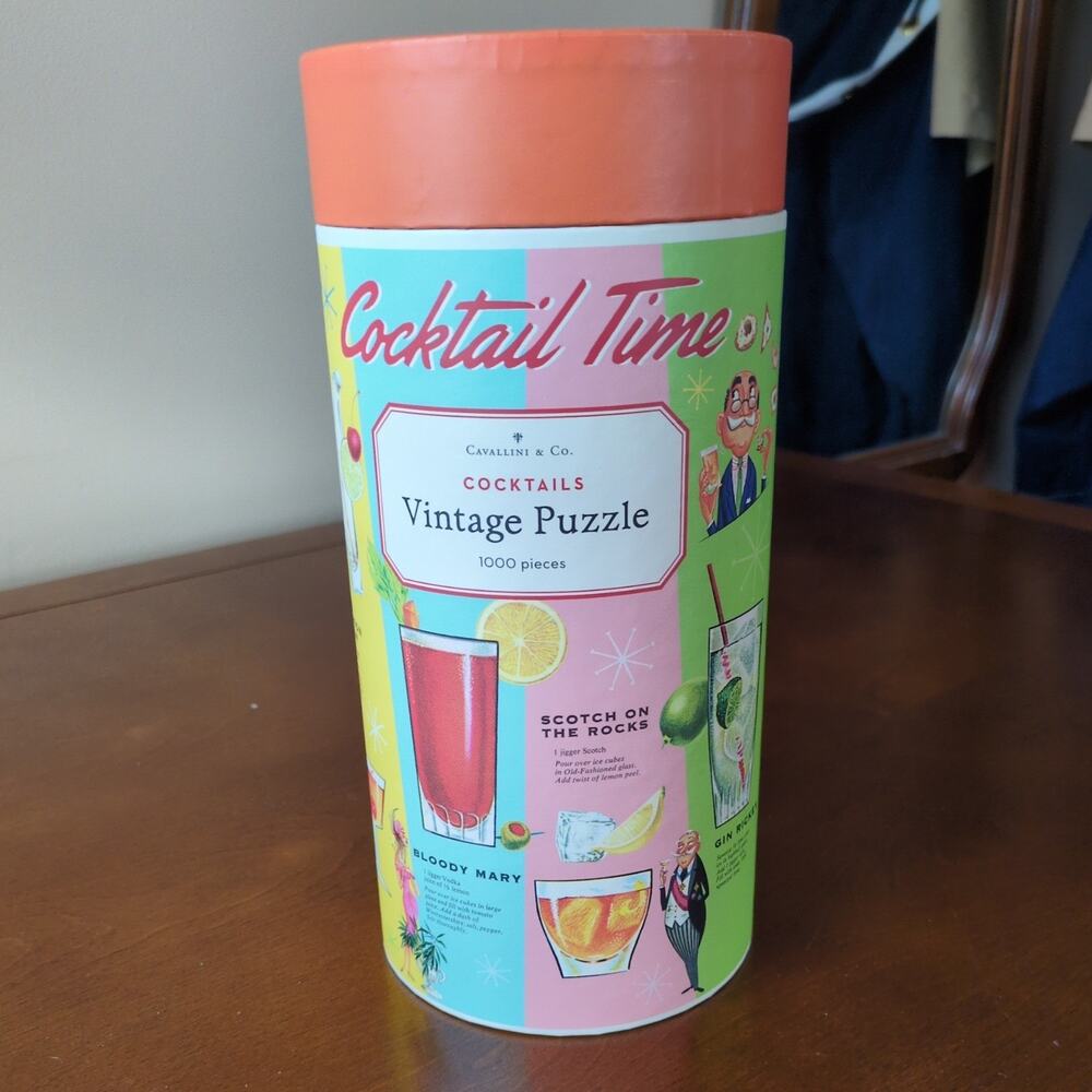 Cavallini & Co. Cocktail Time 1000 Piece Puzzle Vintage Style Barware Complete